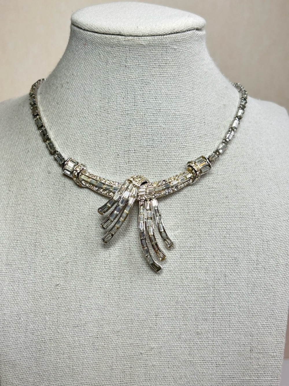 RARE Stunning Vintage CoroCraft Rhinestone Baquette Necklace Necklace Collar